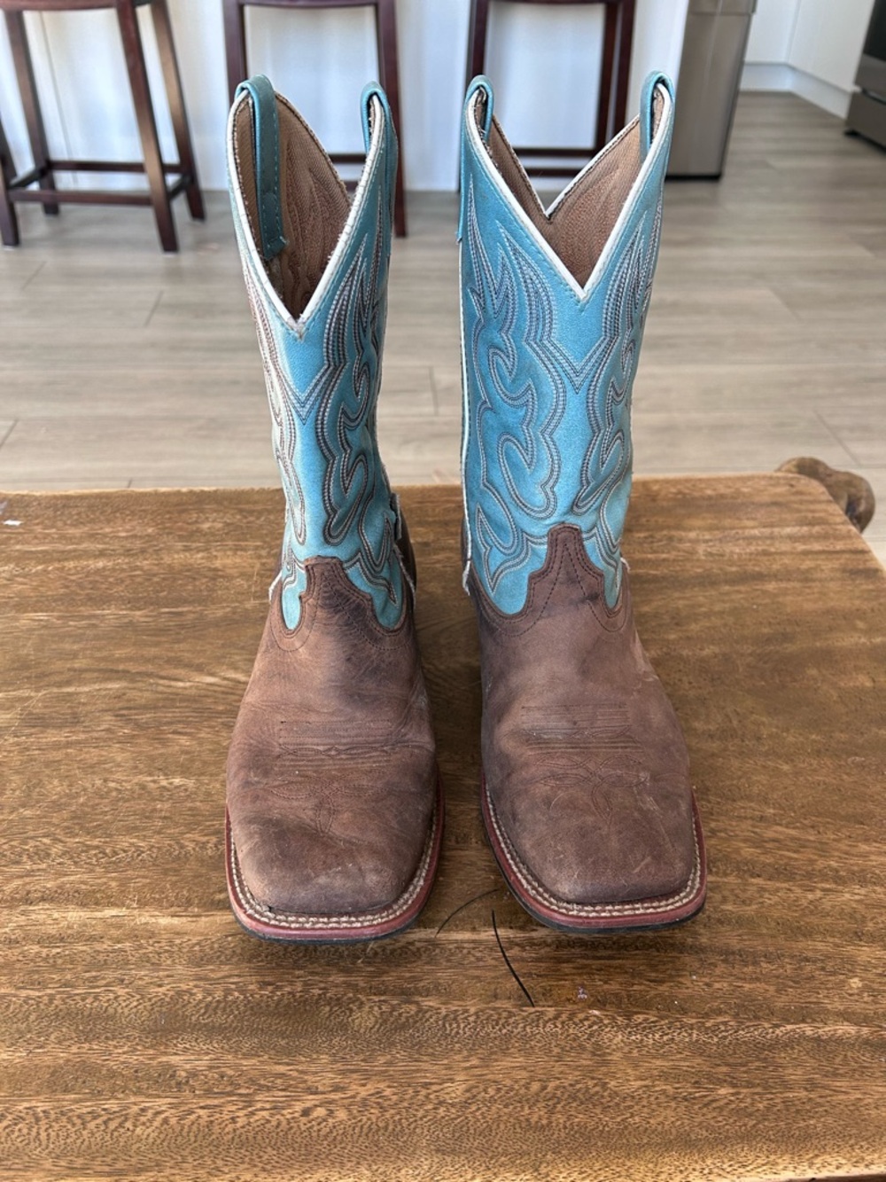 Laredo Anita Turquoise Cowboy Boots Square Toe Western Cowgirl Leather